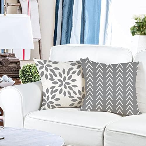 YCOLL Pillow Covers 16x16 Set of 4, Modern Sofa Throw Pillow Cover, Decorative Outdoor Linen Fabric Pillow Case for Couch Bed Car，Gray - Image 3