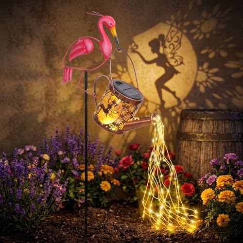 Pink Flamingo Decor Gifts for Women Solar Lantern for Outdoor Garden Yard by CuteDesignHighQuality