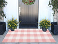 Pink and White Outdoor Rug 24"x51" Washable Buffalo Plaid Front Porch Rug by BUAGETUP