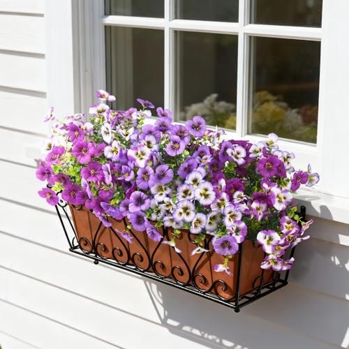 INQCMY Fake Artificial Pansy Flowers Plants for Outdoors UV Resistant - Image 2