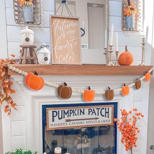 DAZONGE Fall Decor Felt Pumpkin Beads Garland for Fall Home Decorations - Image 5