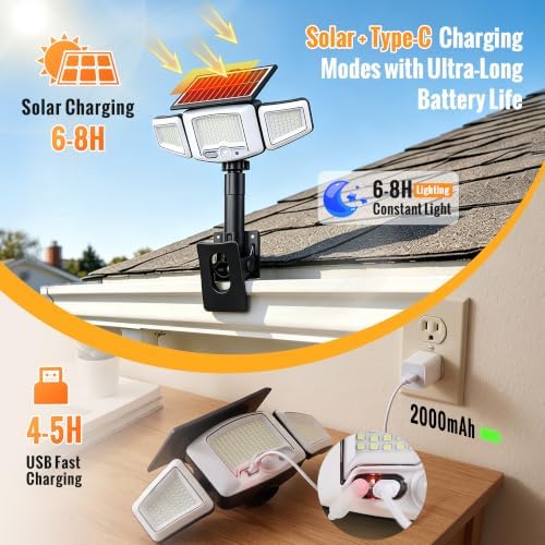 Clip On Solar Lights Outdoor,No Drill Motion Sensor Lights 3000LM-2 Pack - Image 5