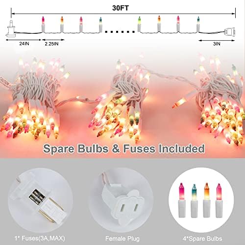 LJLNION 3 Sets Easter String Lights, 150 Count 30 FT Each White Wire Mini Pastel Fairy Lights, 120V UL Certified Connectable Xmas Lights for Garden Patio Holiday Party Outdoor Decoration, Multicolor - Image 3