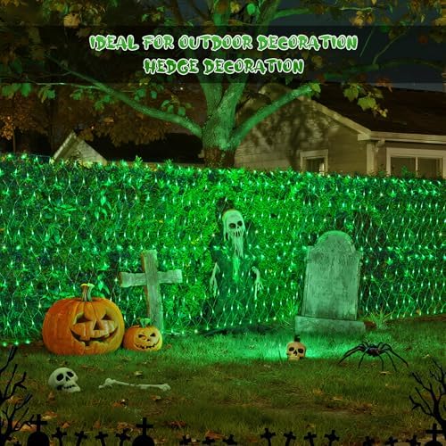JMEXSUSS 200 LED Green Net Lights Plug in, 9.8ft x 6.6ft Connectable Christmas Net Lights Outdoor, Green Bush Light for Christmas Tree Halloween Garden Decor (Pack of 6) - Image 6