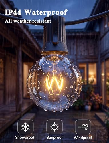Abeja 25Ft Outdoor Patio String Lights, G40 Outdoor Globe String Lights with 27 Clear Bulbs, Hanging Light for Porch Backyard Deck Bars Wedding Indoor Decor, E12 Base, 5W Black Wire - Image 3