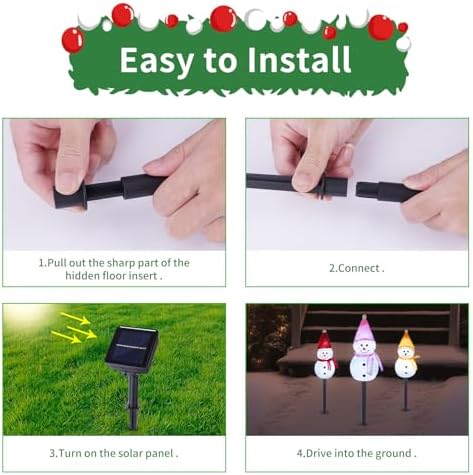 Solar Christmas Snowman Pathway Lights Outdoor Decoration, 6 Pack - Image 4