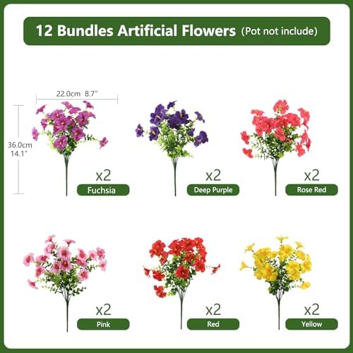 Artificial Fake Petunias Flowers for Outdoors Spring Summer Decoration - Image 2