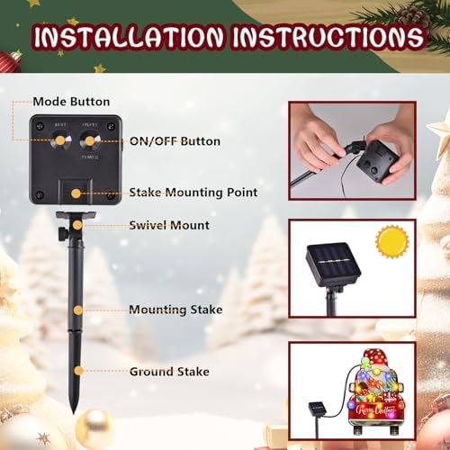 12x18 Lighted Christmas Dwarf Garden Flag, 8 Modes Solar LED - Image 5