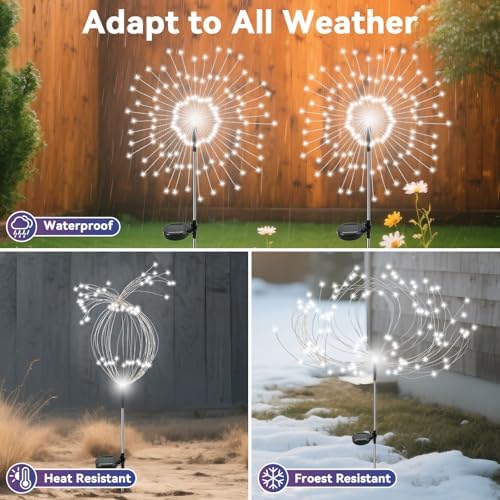 Solar Garden Lights Outdoor, Solar Firework Fairy Lights Garden Decor - Image 3