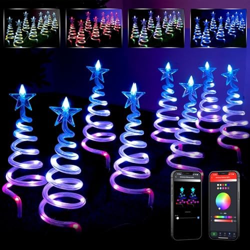 8 Pack Christmas Pathway Lights Outdoor, Spiral Christmas Tree Path Lights, Christmas Yard Decorations Outdoor by LPHIANX