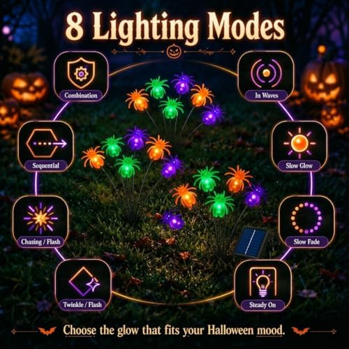Spider Solar Halloween Decorations Outdoor, Solar Pathway Stake Lights - Image 3