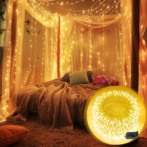 66FT 200LED Christmas String Lights Outdoor/Indoor, Extendable Twinkle Fairy Lights Waterproof Clear Wire with 8 Modes&Timer Function for Garden Bedroom Patio Christmas Tree Decorations (Warm White) - Image 3