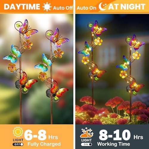 NAN ZAI NAN FANG Butterfly Solar Stake Lights, Waterproof, for Outdoor Decor, Garden,Lawn,Patio or Courtyard, 2 Pack - Image 5