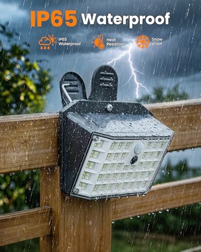 Clip on Solar Lights Outdoor, 176 LEDs 600 LM Solar Motion Sensor Lights Outdoor, IP65 Waterproof 3-Mode Clamp Light for Fence Patio Backyard Deck Garden (2 Pack) - Image 4
