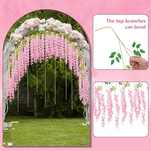 Alotiki Pink Wisteria Hanging Flowers, 48 Pack Fake Hanging Flowers - Image 5