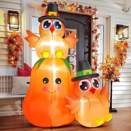 FunFanso 5 FT Thanksgiving Inflatable Turkey Pumpkin Outdoor Decoration by FunFansoHolidaysDecorations