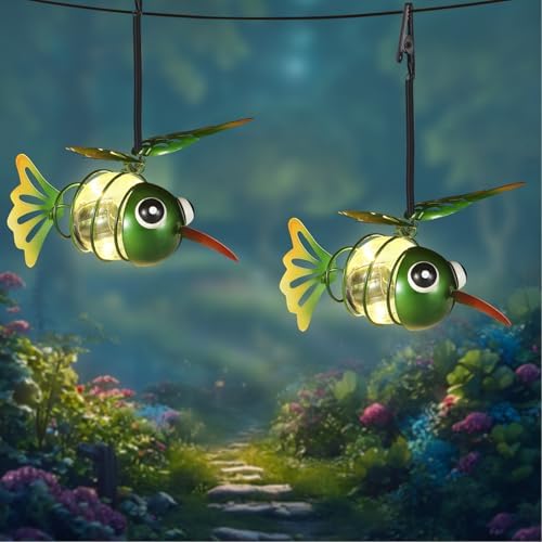 2 Pack Hummingbird Solar Hanging Lantern Outdoor Garden Decor by Unknown