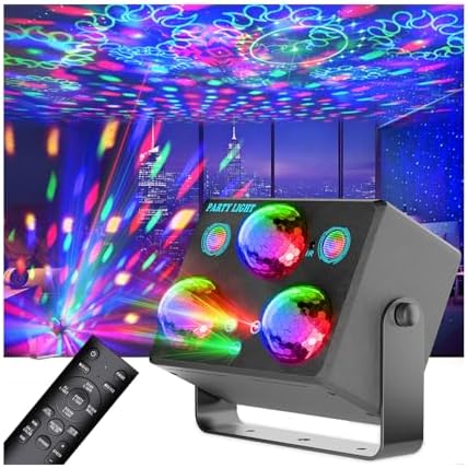 Party Lights,Disco DJ Strobe Light Rave Stage Projector Effect Dance Club Light Sound Activated with Remote Control for Parties Home Show KTV Pub Dance Christmas by SPOOBOOLA
