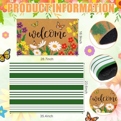 Tinideya 2 23.6 X 35.4 Inches Spring Flowers Green and White - Image 2