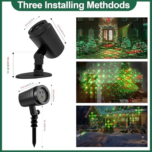 NUÜR Christmas Projector Lights Outdoor, Waterproof Christmas Light Projector with 24 Christmas Decorative Patterns, Remote Control with Timer, Holiday Projector Lights for Outdoor Garden Patio Wall - Image 3