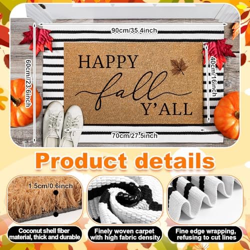Duraaamo 2 Pcs Fall Front Door Mats, Fall Welcome Outdoor Rug, Non Slip - Image 2