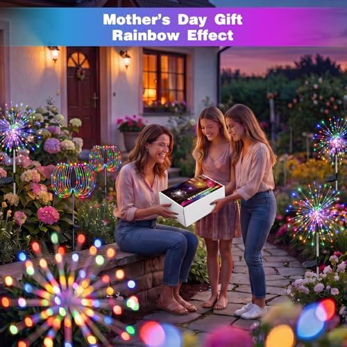 btfarm 4 Pack Solar Garden Lights Outdoor, 8 Modes Firework Lights Outside - Image 5
