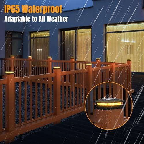 4x4 Solar Fence Post Cap Lights Outdoor Waterproof, 6 Pack, Black - Image 5