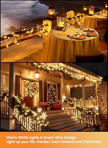 Brightown LED Christmas Mini Lights, 39Feet 100 LED Clear Bulbs String Lights with 8 Light Modes, Connectable Fairy Lights Plug in for Outdoor Xmas Trees Garland Wreath Holiday Decorations, Warm White - Image 5