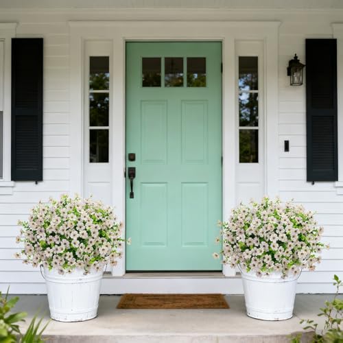 Ouddy Decor 12 Pcs Artificial Flowers for Outdoors Decorations, White - Image 4