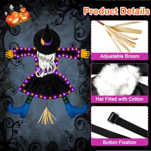 Halloween Decorations Outdoor, Solar Witch, Silver Hair - Image 4