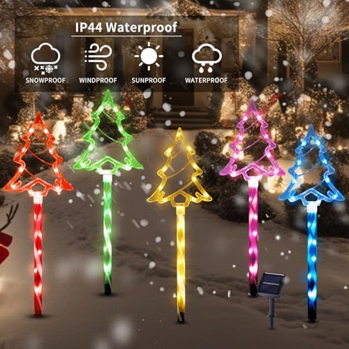 BRIGHTDECK Solar Christmas Tree Pathway Lights Outdoor Decorations, 10 Pack - Image 3