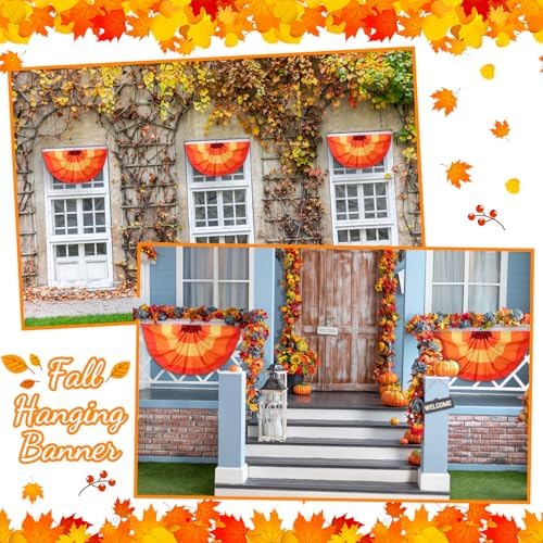 Newwiee 4 Pcs Thanksgiving Fall Bunting for Outside, Red, 2 x 4 ft - Image 5