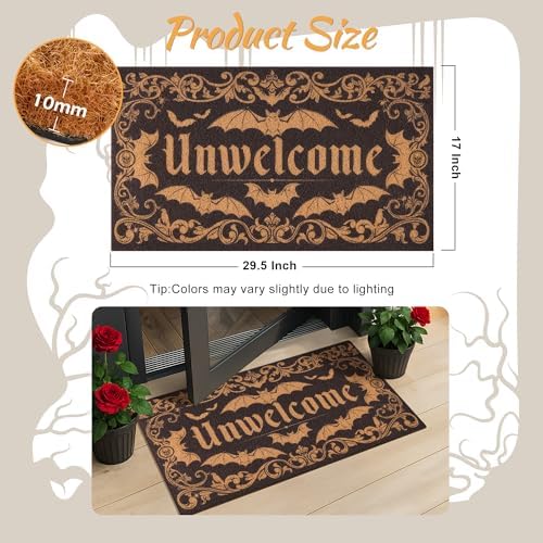 Dark Gothic Bat Mat Unwelcome Entrance Rug for Porch Halloween Gothic Decor - Image 3