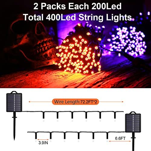 Solar Halloween String Lights, Orange 200Led, Outdoor Waterproof - Image 6