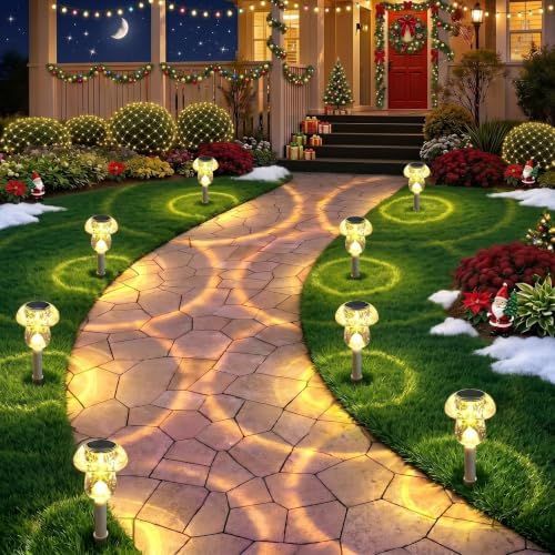 Benany Solar Lights Outdoor, 8 Pack Mushroom Lights Outside Waterproof, Solar Powered LED Lighting for Garden, Yard, Landscape, Path, Pathway, Lawn, Walkway, Driveway, Backyard Decor (Warm White) - Image 4