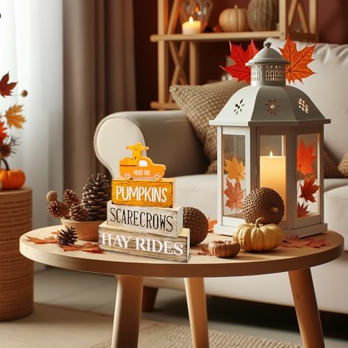 4 Pcs Fall Decor Wooden Tiered Tray Decor, Pumpkins Car Autumn Decorations Gifts for Home - Image 5