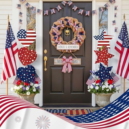 RattanView 6 Pack Outdoor 4th of July Yard Signs Decorations Patriotic Yard Stakes Red White Blue American Flag Front Porch Decor for 250th Anniversary Independence Day Lawn Garden Patio - Image 5