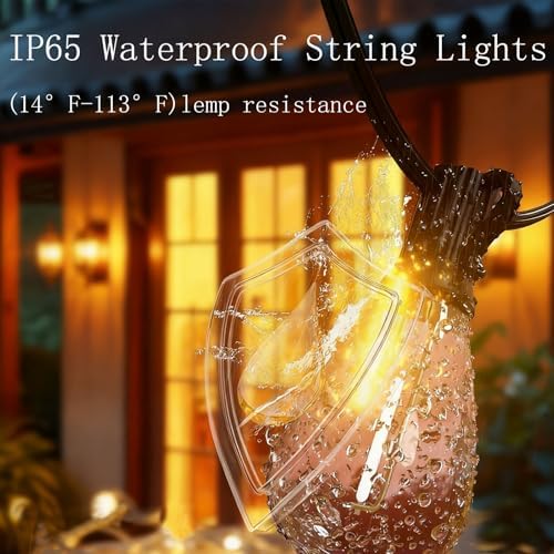 REEMEER 100FT LED Outdoor String Lights with Remote, Dimmable Timing 3 Light Modes Outside Patio Lights for Backyard Porch Deck Garden Balcony Pool Party Hanging Lighting Decor - Image 5