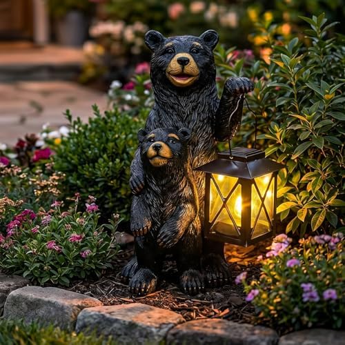 Solar Black Bear Decor, Garde Statue Bear Gift for Women and Moms - Image 6