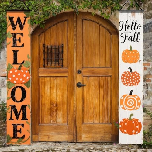 HOMETITUTE Fall Welcome Porch Banner Set 12 x 71 Inch 2 Pack - Image 5