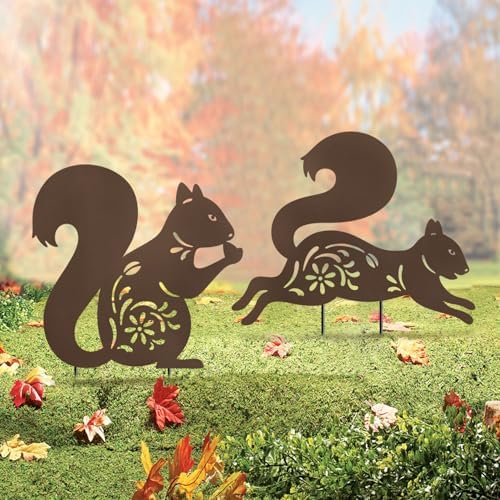 Thanksgiving Squirrel Garden Stakes,Fall Decorations Outdoor Yard Decor by HokfirmHomeDecorGarden