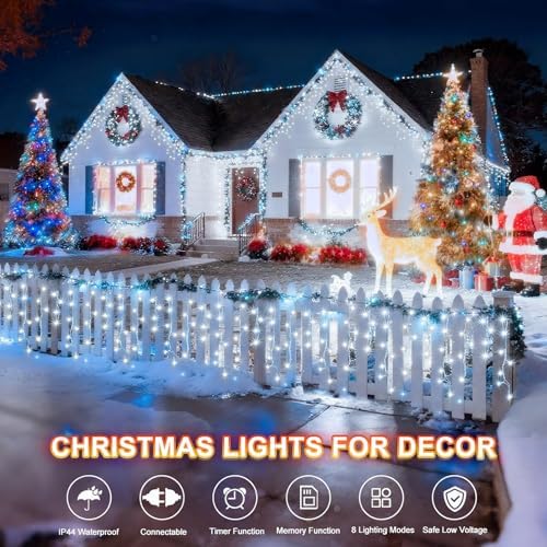 KNONEW 164FT 1600 LED Christmas Lights Outdoor Decorations Hanging Light - Image 4