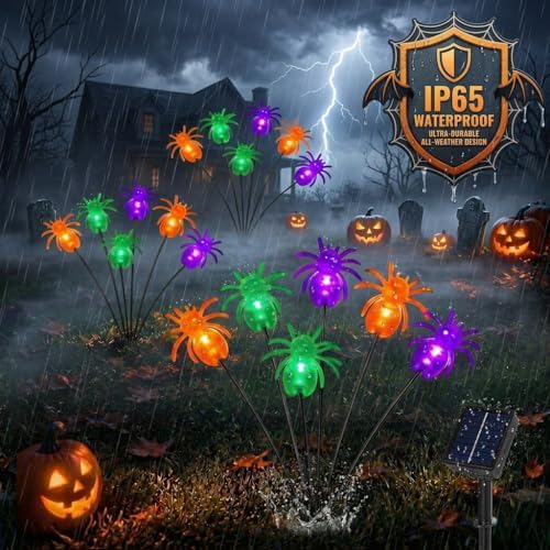 Spider Solar Halloween Decorations Outdoor, Solar Pathway Stake Lights - Image 5