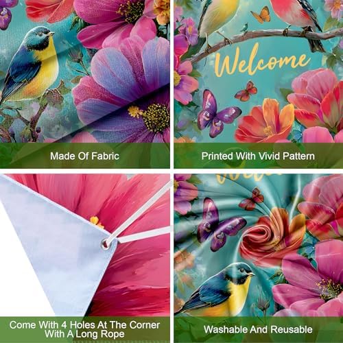 Front Door Covers Decorative, Spring Flower Design Door Curtain 70.8 x 35.4 Inch for Porch Outdoor Indoor Home Decor (Colorful-226) - Image 3