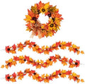 Fall 6FT Garland Wreaths 24", 4 Pack, Artificial Autumn Sunflower by Culudea