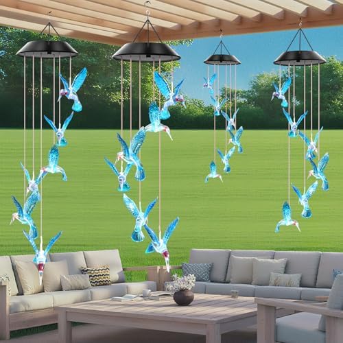 WENANA Solar Wind Chimes, Blue Hummingbird Gift for Mom - Image 5