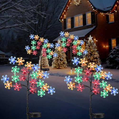 Glooglitter 8 Pcs Solar Christmas Snowflake Pathway Lights Outdoor Decorations 8 Modes 160 LED Solar Snowflake Stake Lights Waterproof 28" H Christmas Outside Decor for Garden Walkway Porch Yard by Glooglitter