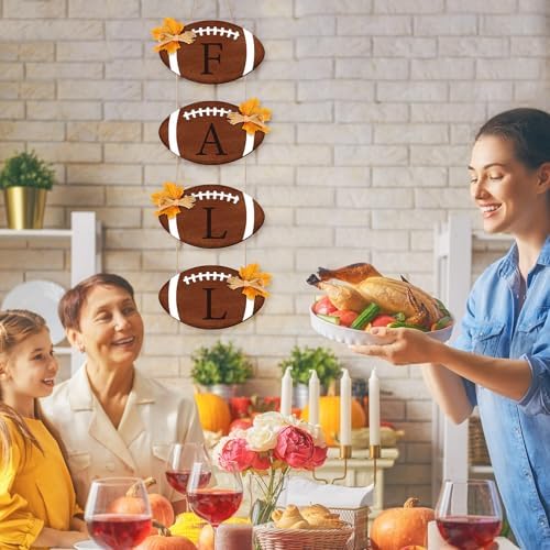 Vicenpal Fall Signs Thanksgiving Porch Decor, Brown, Football - Image 3