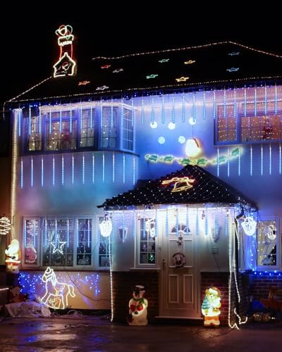 Flacchi Christmas Lights 10 Tubes Blue Meteor Shower Icicle Lights 240 LED - Image 2
