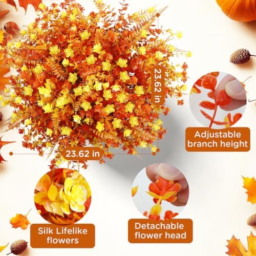 Artificial Fall Flowers for Outdoors,36 pcs Faux Outdoors Plants Realistic Artificial Autumn flower UV Resistant for outside Look Real Fake Plants for Thanksgiving Porch Decor Window planters wedding - Image 4